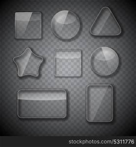 Glass Frame, Rectangular, Star and Round Buttons on Checkered Abstract Transparent Background. Vector Illustration. EPS10. Glass Frame, Rectangular, Star and Round Buttons on Checkered A