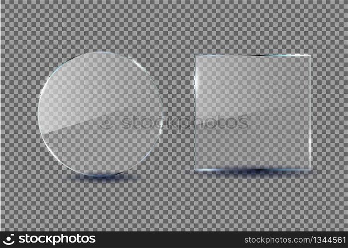 Glass frame Template. Acrylic and Plexi glass. Window mockup. Glossy square and circle. Empty banners on transparent background. Glossy clear surface. Plastic light shiny plates wth shadow. Vector. Glass frame Template. Acrylic and Plexi glass. Window mockup. Glossy square and circle. Empty banners on transparent background. Glossy clear surface. Plastic light shiny plates wth shadow. Vector.