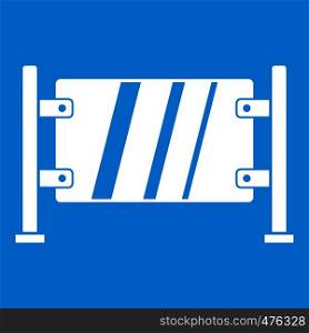 Glass gate icon white isolated on blue background vector illustration. Glass gate icon white