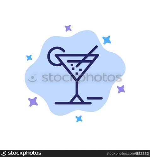 Glass, Glasses, Drink, Hotel Blue Icon on Abstract Cloud Background