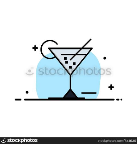 Glass, Glasses, Drink, Hotel Business Logo Template. Flat Color