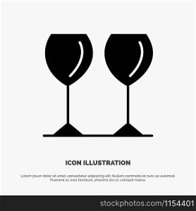 Glass, Glasses, Drink, Hotel Solid Black Glyph Icon