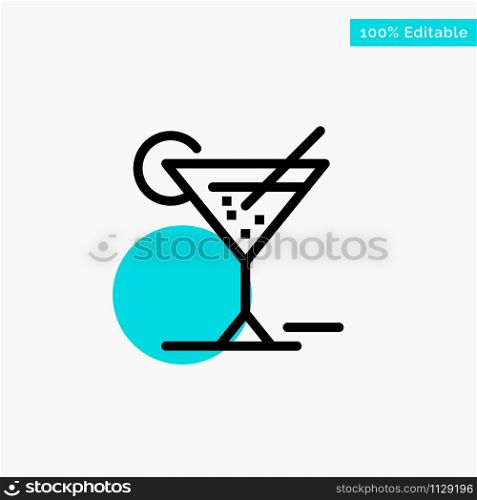 Glass, Glasses, Drink, Hotel turquoise highlight circle point Vector icon