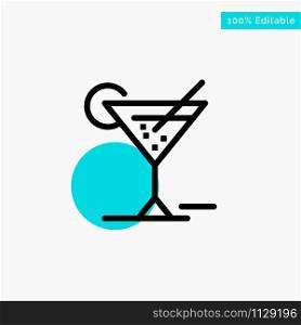 Glass, Glasses, Drink, Hotel turquoise highlight circle point Vector icon