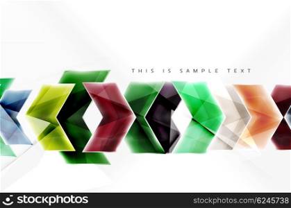 Glass glossy arrow motion background. Vector web brochure, internet flyer, wallpaper or cover poster design.