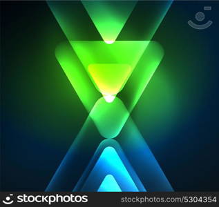 Glass glowing bright triangles on dark space design abstract background. Glass glowing bright triangles on dark space design abstract background. Vector illustration