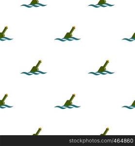 Glass green bottle in a water pattern seamless flat style for web vector illustration. Glass green bottle in a water pattern flat