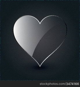 glass heart on a metal background