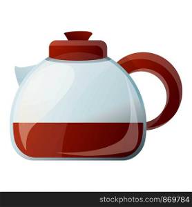 Glass hot coffee pot icon. Cartoon of glass hot coffee pot vector icon for web design isolated on white background. Glass hot coffee pot icon, cartoon style