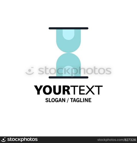 Glass, Hour, Loading Business Logo Template. Flat Color