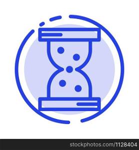 Glass, Hour, Watch Blue Dotted Line Line Icon