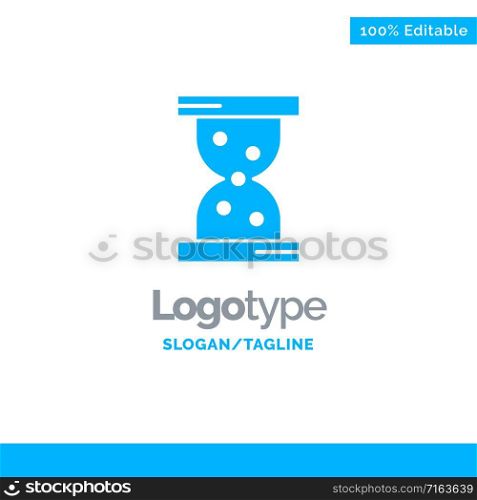 Glass, Hour, Watch Blue Solid Logo Template. Place for Tagline