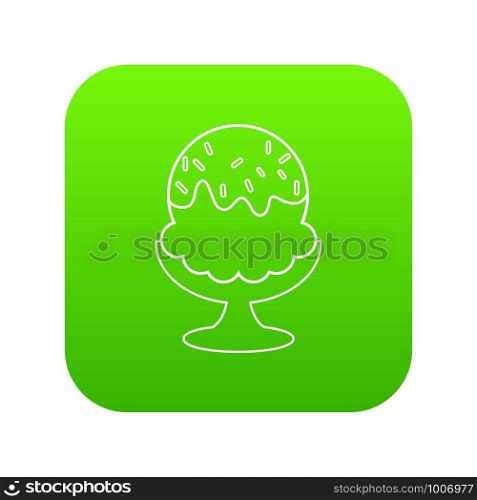 Glass ice cream icon green vector isolated on white background. Glass ice cream icon green vector