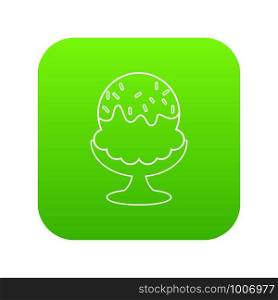 Glass ice cream icon green vector isolated on white background. Glass ice cream icon green vector
