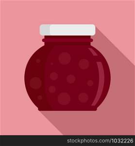 Glass jam jar icon. Flat illustration of glass jam jar vector icon for web design. Glass jam jar icon, flat style