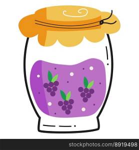 Glass Jar With Red blackberry Jam Filled With Berries, vector illustration.. Glass Jar With Red blackberry Jam Filled With Berries, vector illustration