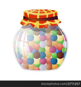 Glass jar with round sweets