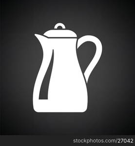 Glass jug icon. Black background with white. Vector illustration.