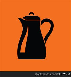 Glass jug icon. Orange background with black. Vector illustration.