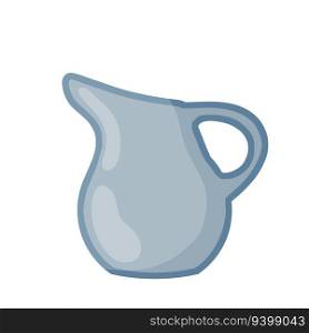 Glass jug or jar. Empty pitcher with handle. Kitchen utensils for drink. Flat cartoon isolated on white. Glass jug or jar. Empty pitcher with handle