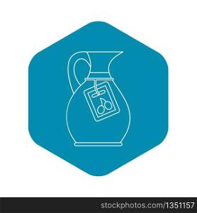 Glass jug with green olives icon. Outline illustration glass jug vector icon for web. Glass jug icon, outline style