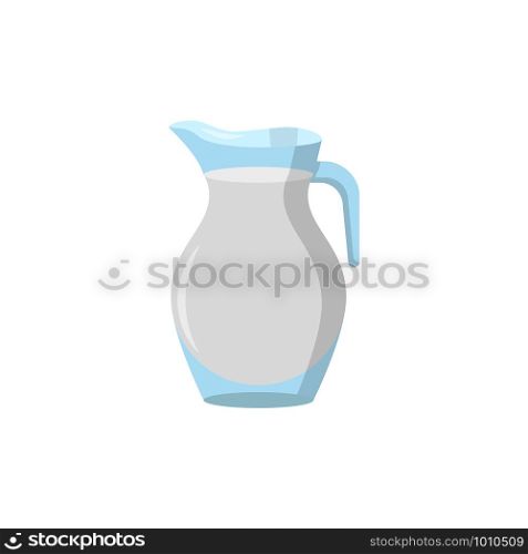 glass jug with milk in a flat style. glass jug with milk in a flat
