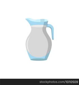 glass jug with milk in a flat style. glass jug with milk in a flat