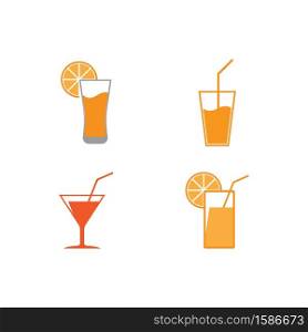 glass juice logo vector template design