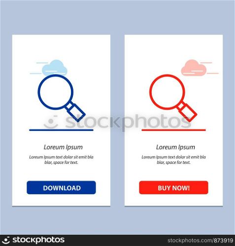 Glass, Look, Magnifying, Search Blue and Red Download and Buy Now web Widget Card Template
