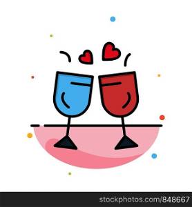 Glass, Love, Drink, Wedding Abstract Flat Color Icon Template