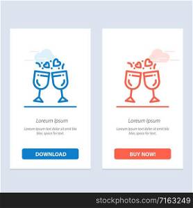 Glass, Love, Drink, Wedding Blue and Red Download and Buy Now web Widget Card Template