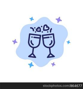 Glass, Love, Drink, Wedding Blue Icon on Abstract Cloud Background