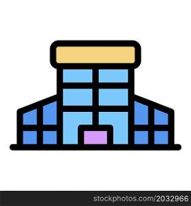 Glass mall building icon. Outline glass mall building vector icon color flat isolated. Glass mall building icon color outline vector