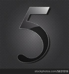 glass numbers on metal background, vector illustration