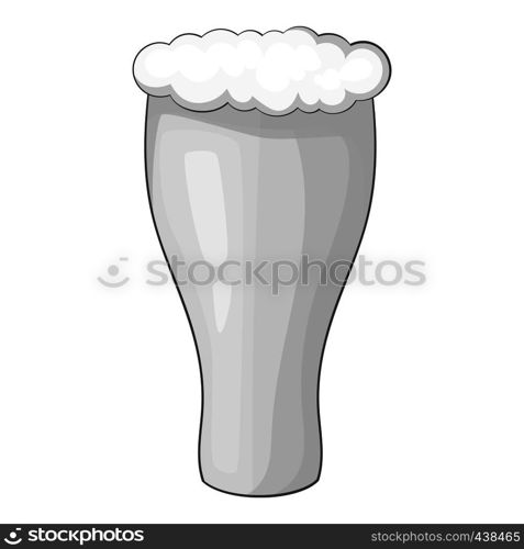Glass of beer icon in monochrome style isolated on white background vector illustration. Glass of beer icon monochrome
