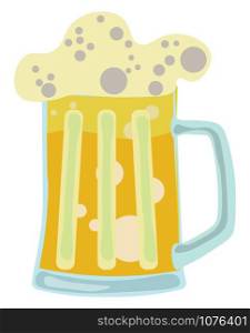 Glass of beer, illustration, vector on white background.