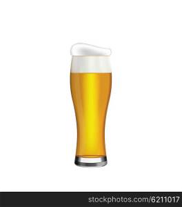 Glass of Beer Isolated on White Background. Illustration Glass of Beer Isolated on White Background - Vector