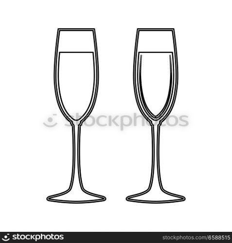 Glass of champagne icon .