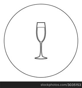 Glass of champagne icon black color in circle outline vector illustration