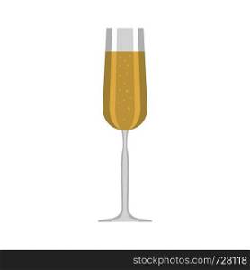 Glass of champagne icon. Flat illustration of glass of champagne vector icon for web. Glass of champagne icon, flat style