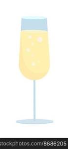 Glass of champagne semi flat color vector object. Editable element. Full sized item on white. Drinking alcohol and beverages simple cartoon style illustration for web graphic design and animation. Glass of champagne semi flat color vector object