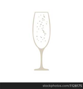 Glass of champagne vector icon. Vector illustration