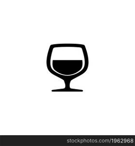 Glass of Cognac vector icon. Simple flat symbol on white background. glass of cognac