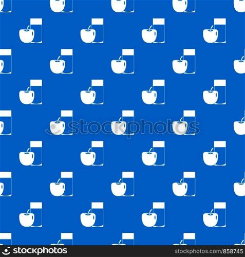 Glass of drink and apple pattern repeat seamless in blue color for any design. Vector geometric illustration. Glass of drink and apple pattern seamless blue