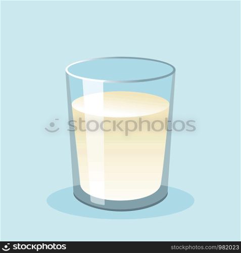 Glass of fresh milk. Flat vector illustration