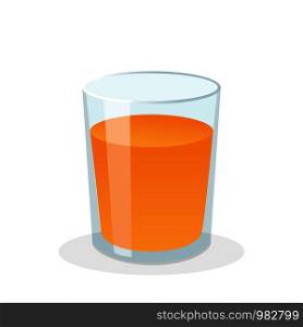 Glass of fresh orange juice. Flat vector illustration