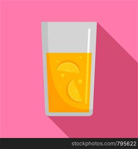 Glass of lemonade icon. Flat illustration of glass of lemonade vector icon for web design. Glass of lemonade icon, flat style
