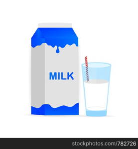 Glass of milk and straw. Dairy product with vitamins. Vector illustration. Glass of milk and straw. Dairy product with vitamins. Vector stock illustration