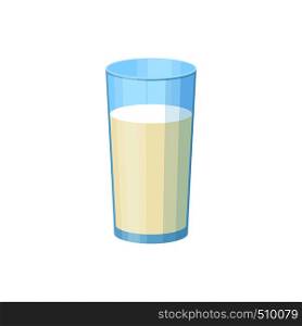 Glass of milk iicon in cartoon style on a white background. Glass of milk iicon, cartoon style