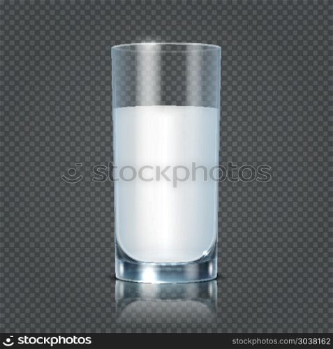 Glass of milk isolated on transparent checkered background vector illustration. Glass of milk isolated on transparent checkered background vector illustration. Healthy beverage fresh and natural nutrient
